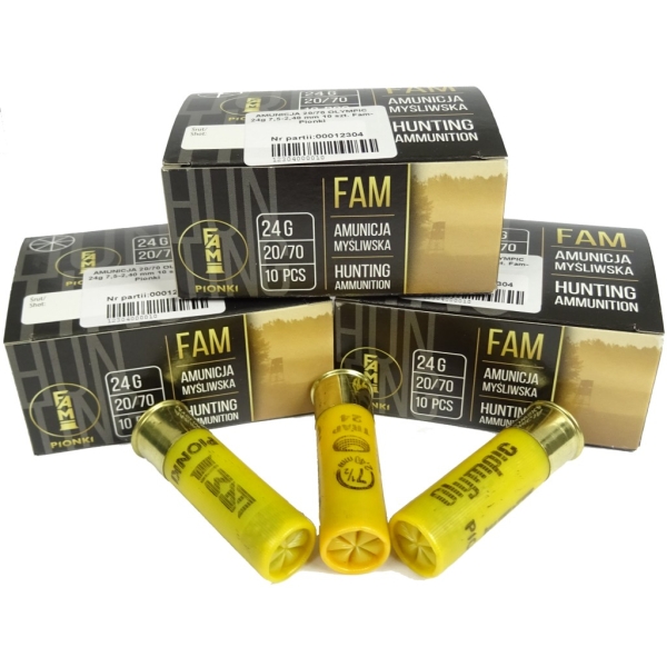 Amunicja Myśliwska kal. 20/70 7,5-2,40mm 24g Fam
